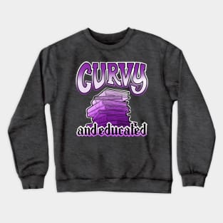 Curvy and educated, stack of purple books Crewneck Sweatshirt